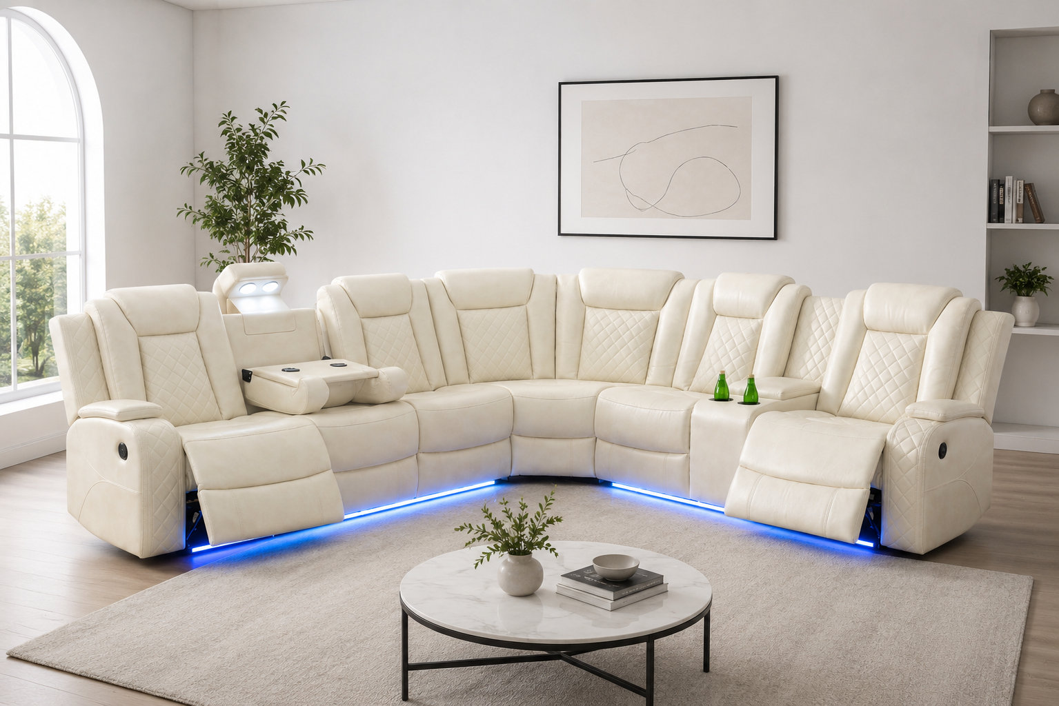 Ivy Bronx 3 - Piece Vegan Leather Power Reclining Sectional Sofa